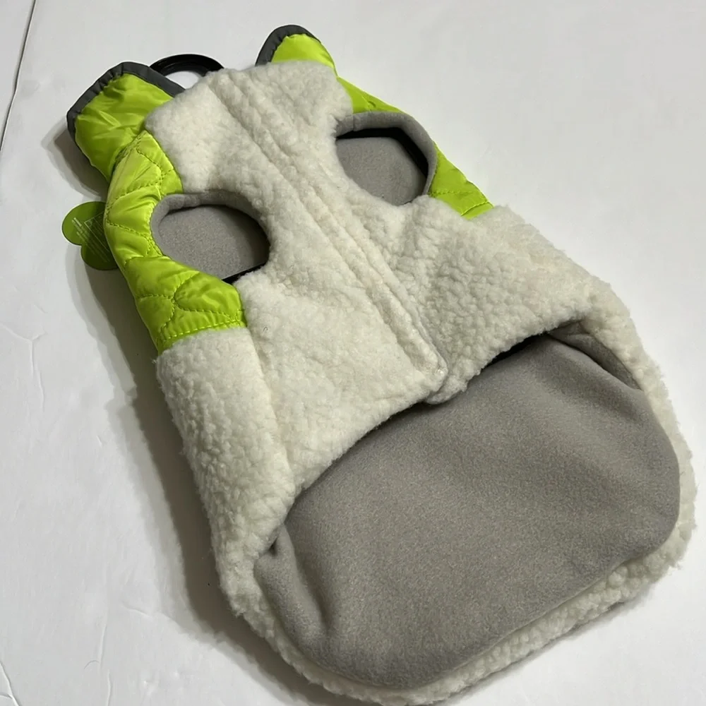 NWT Furever Friends Pet Apparel Quilted & Sherpa Dog Jacket Coat Lime Green S